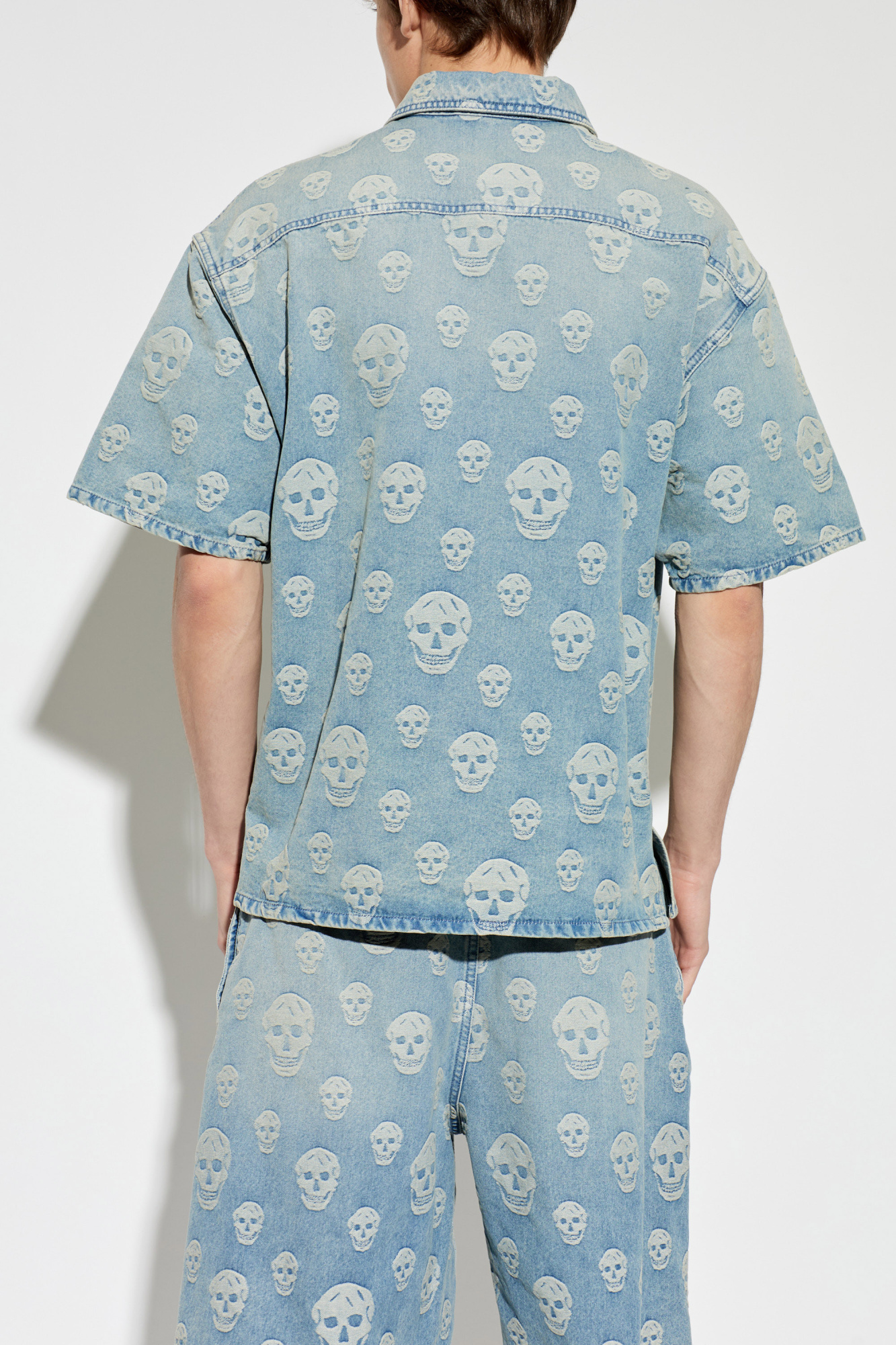 Alexander McQueen Denim shirt with a distinctive skull motif